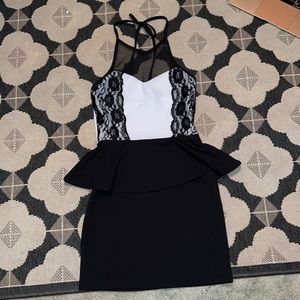 Black and white Peplum dress